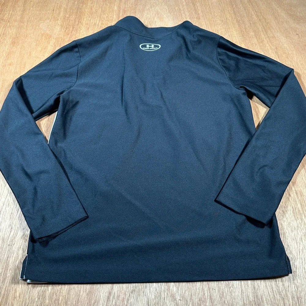 Under Armour Quarter Zip Kids Large Black White HeatGear Pullover